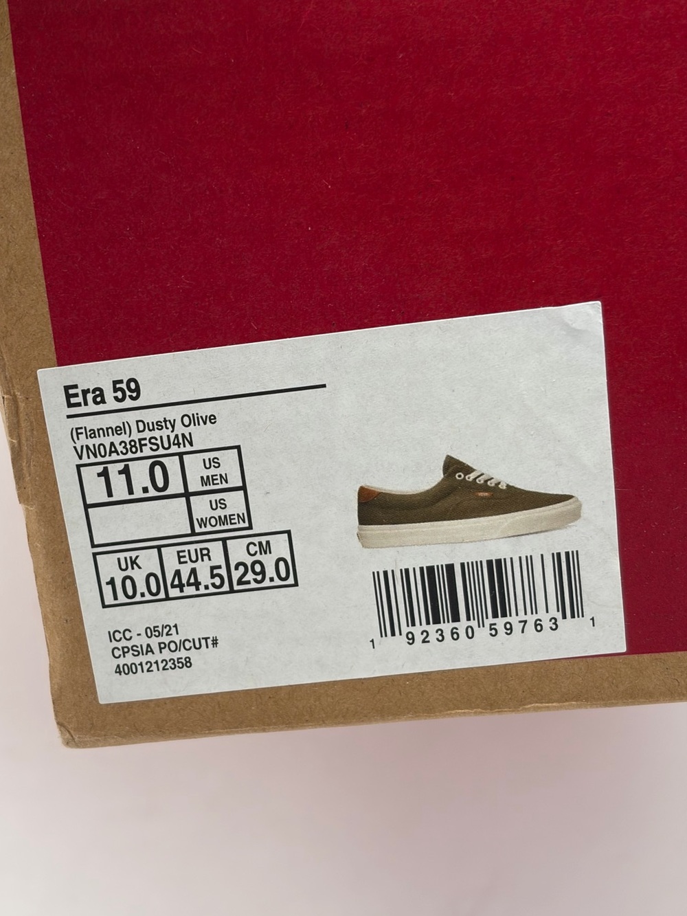 Vans Era 59 Dusty Olive Low-Top Canvas Sneakers - Picture 8 of 8